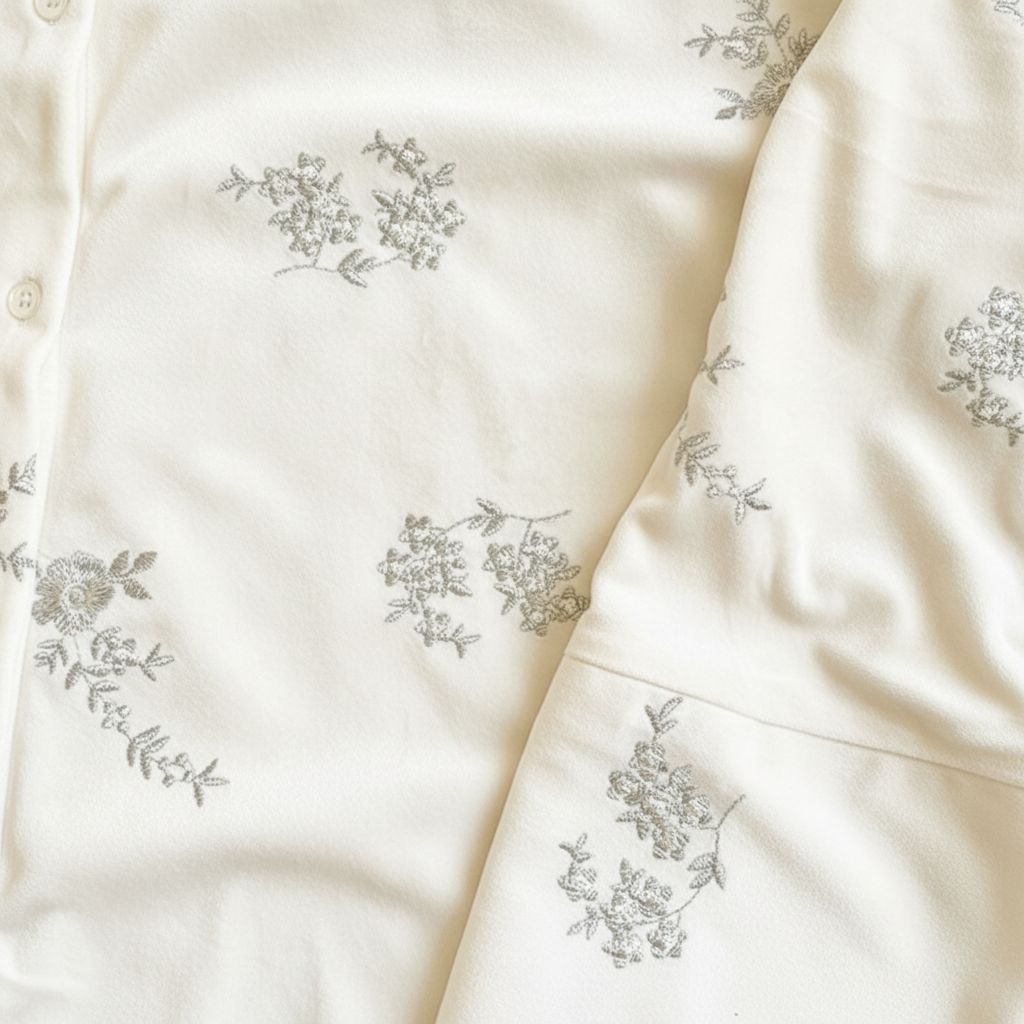 花柄刺繍ベロアシャツ