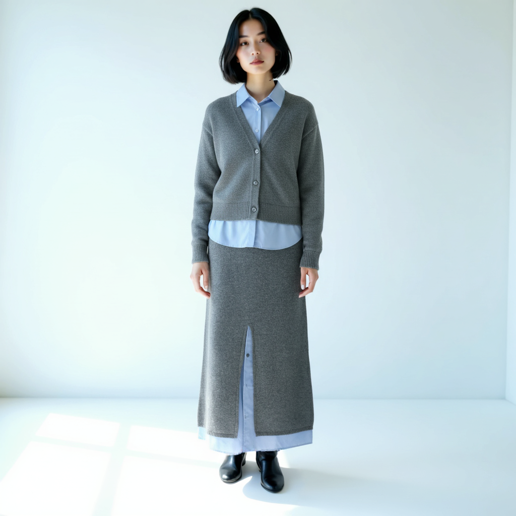 シャツドッキングニットスカート