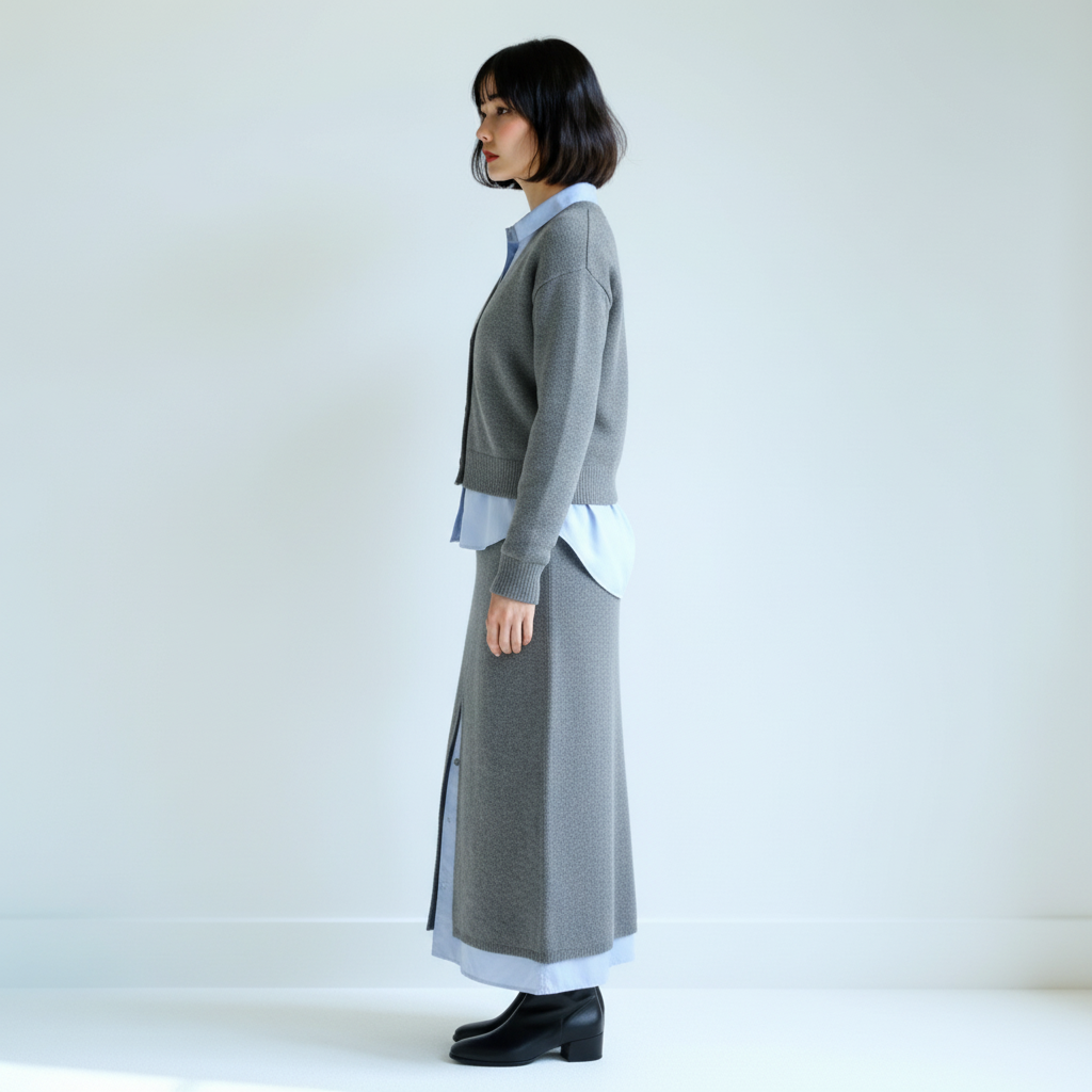 シャツドッキングニットスカート