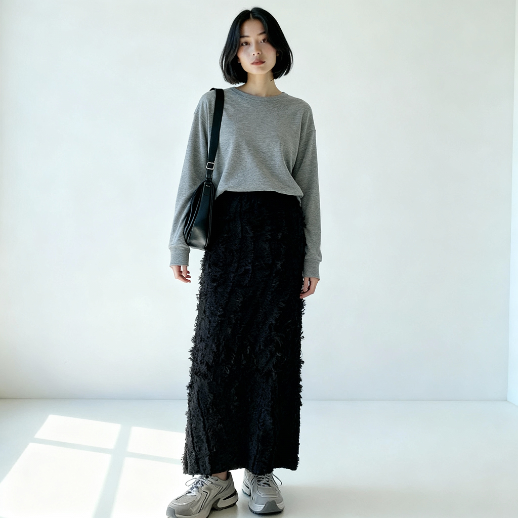 フリンジニットロングスカート