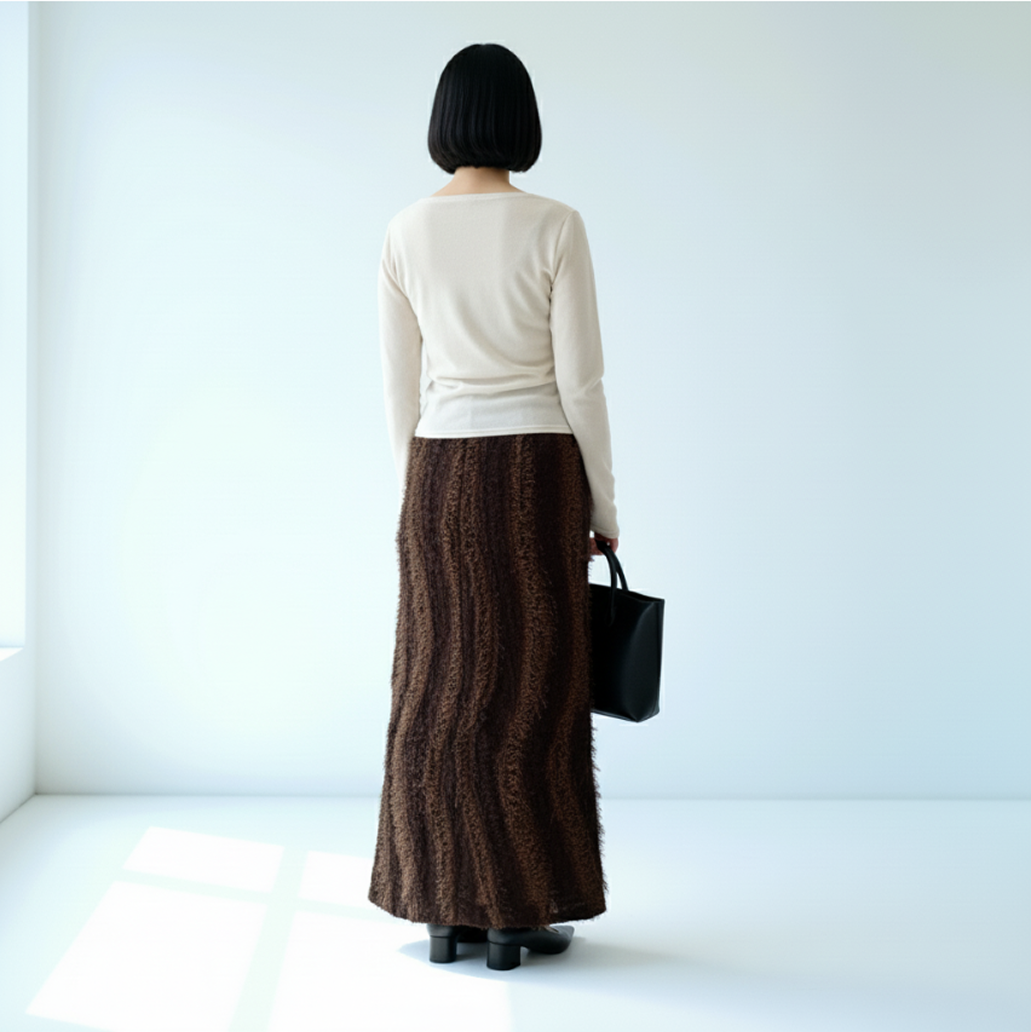 フリンジニットロングスカート