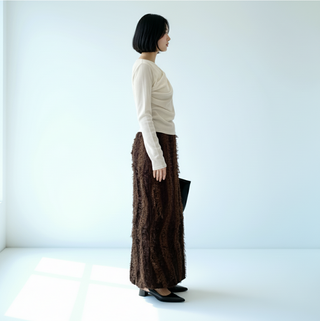 フリンジニットロングスカート