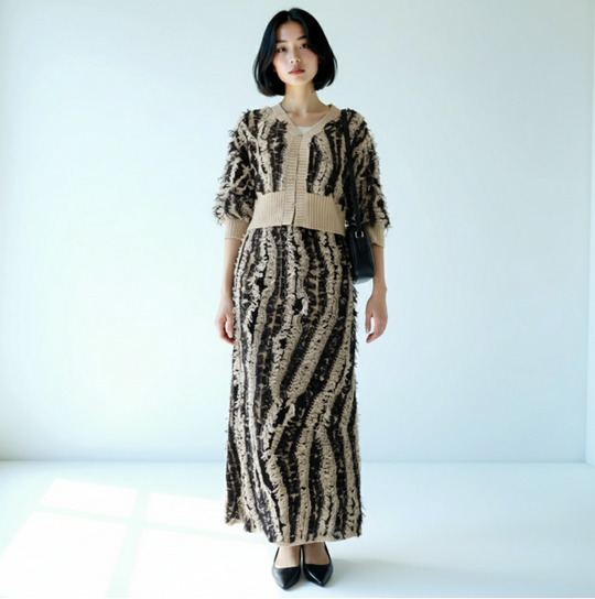 フリンジニットロングスカート