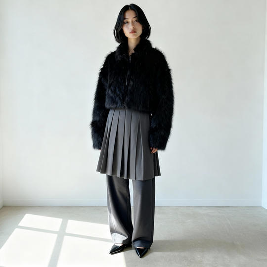 フェイクファーショートジップジャケット