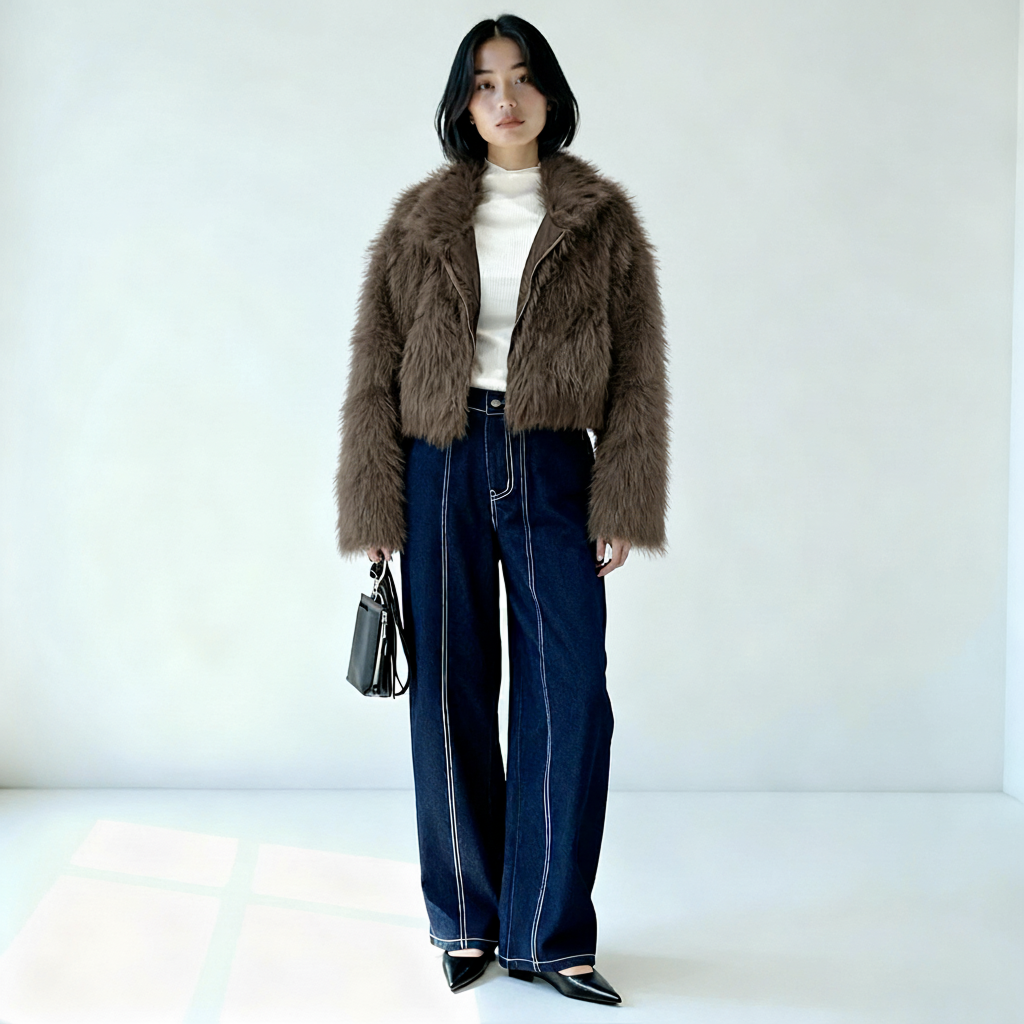 フェイクファーショートジップジャケット