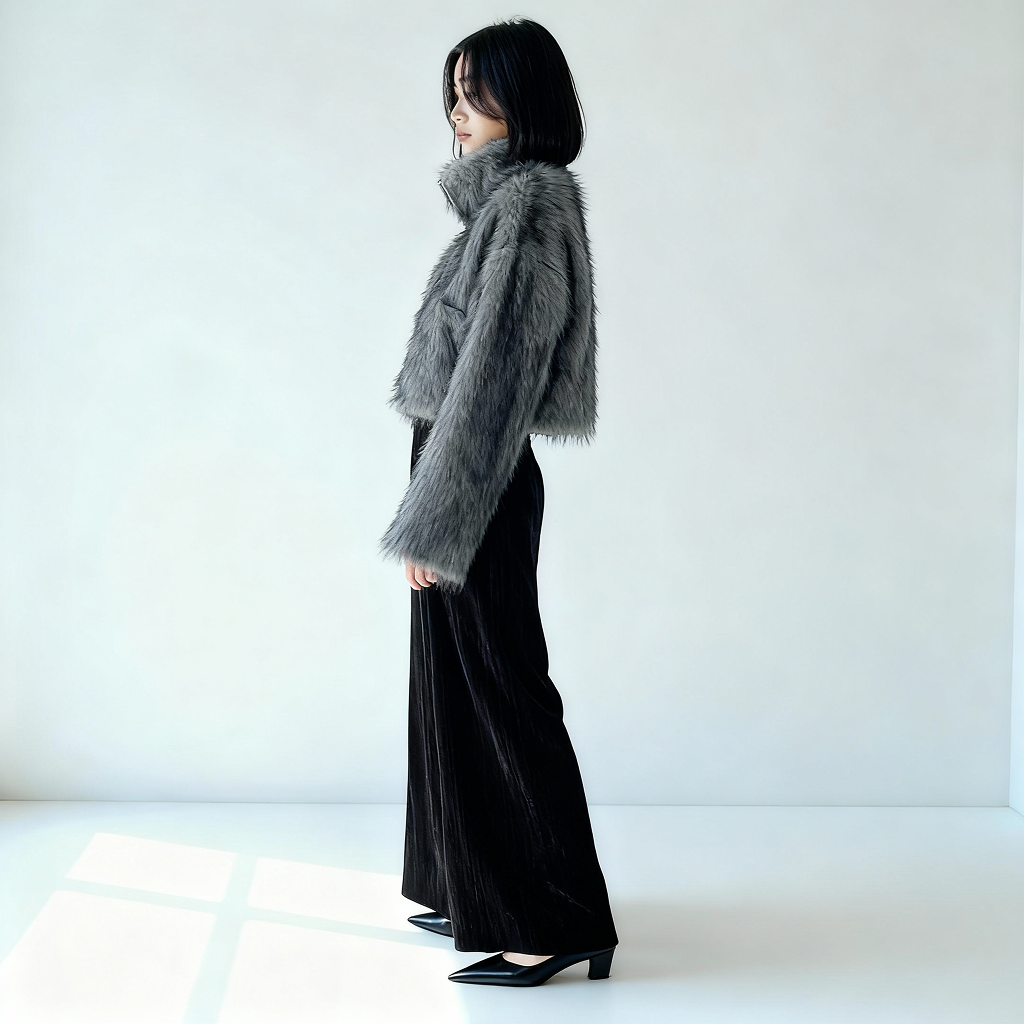 フェイクファーショートジップジャケット